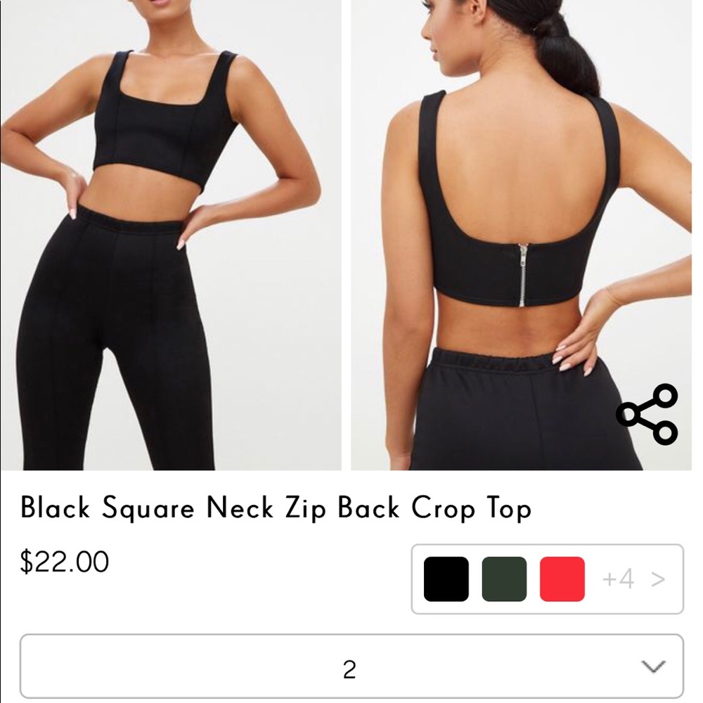 black square neck crop top. US 2/fits size small.